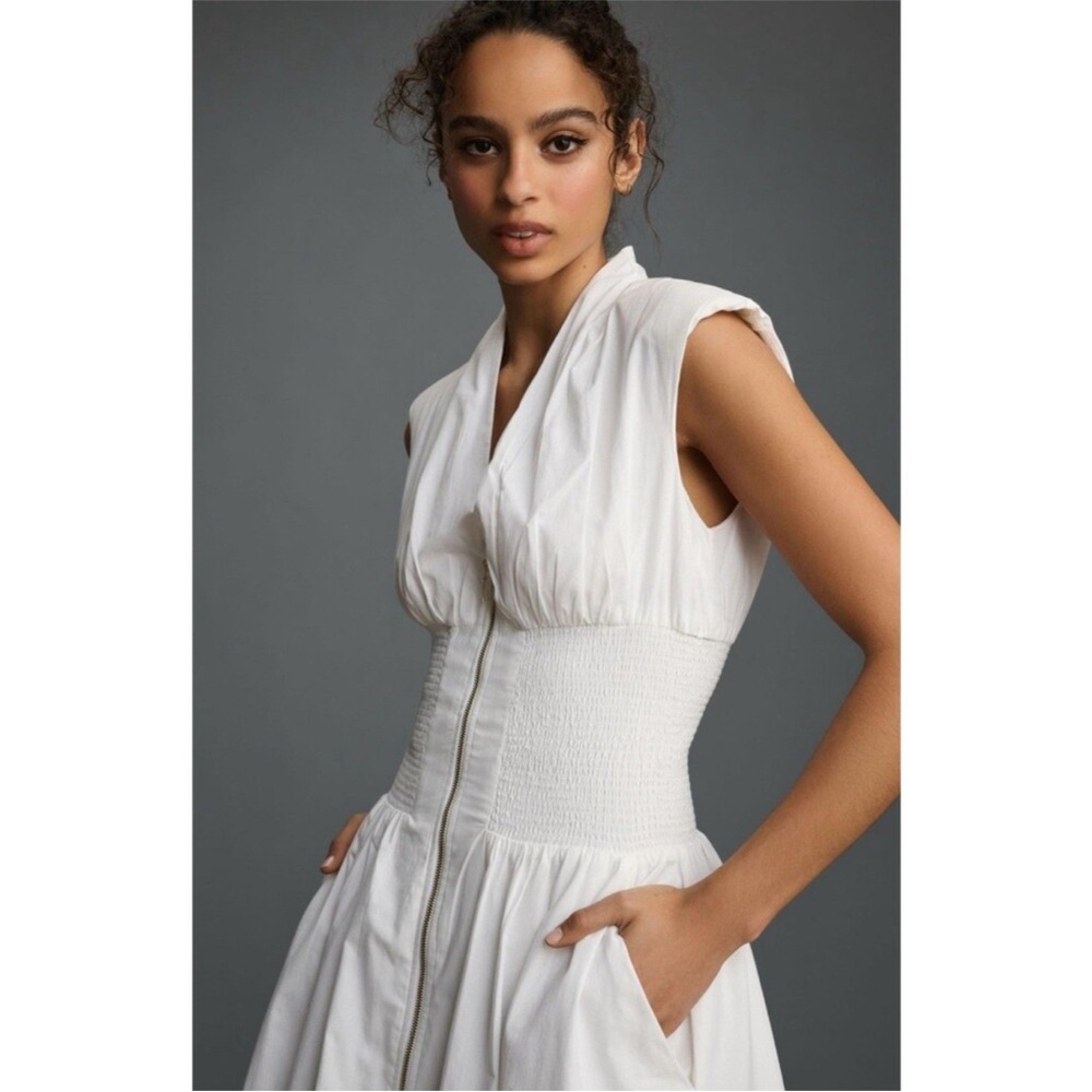 NWT Anthropologie White Zip Tobie Dress - Picture 3 of 6